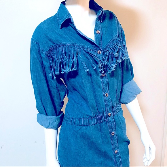VtG Coastal Cowgirl Denim Button Down LongSleeves MIDI Southwestern Beauty๐๐ค - Picture 5 of 16